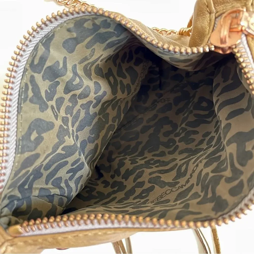 Rebecca Minkoff Gold Leather Zippered Convertible Crossbody Shoulder Purse